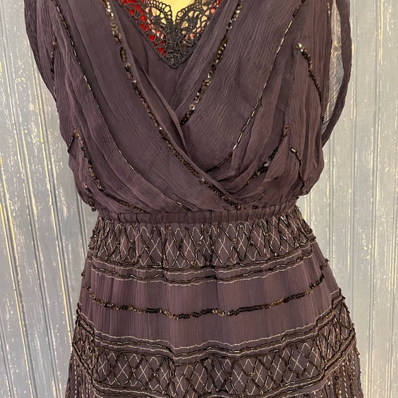 Free people navy blue beaded dress. EUC size small - Picture 2 of 9